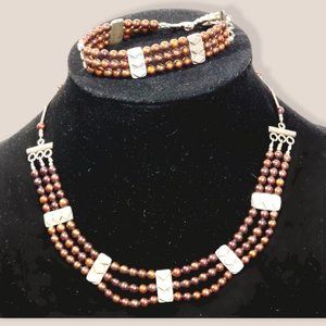 Lindy Freed Beaded necklace & Bracelet- Toggle Clasps